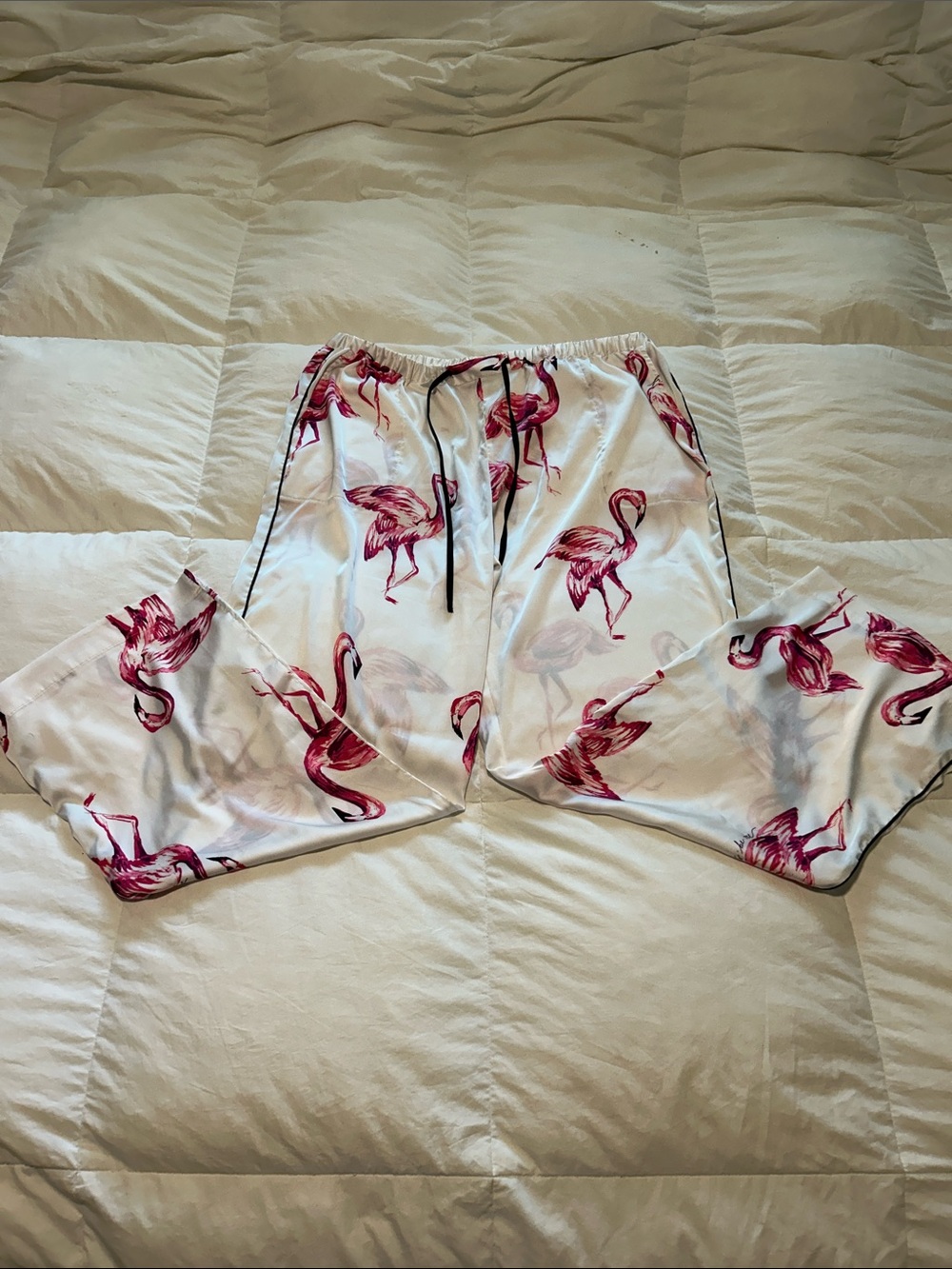 Soma Pink Flamingo Print Satin Pajama Pants